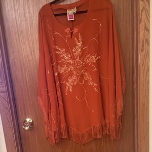 Elegant Rust Embroidered Women's Tunic